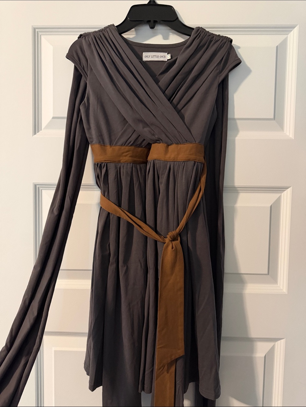 Rey Skywalker Dress/Costume- Charcoal Gray with Brown Sash